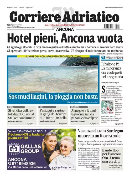 Prima-pagina-corriere adriatico-edizione-di-oggi-02-07-2024